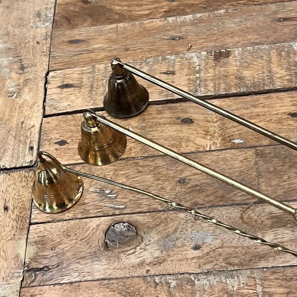 3 Vintage Brass Candle Snuffers Extinguisher Stoppers Different Designs